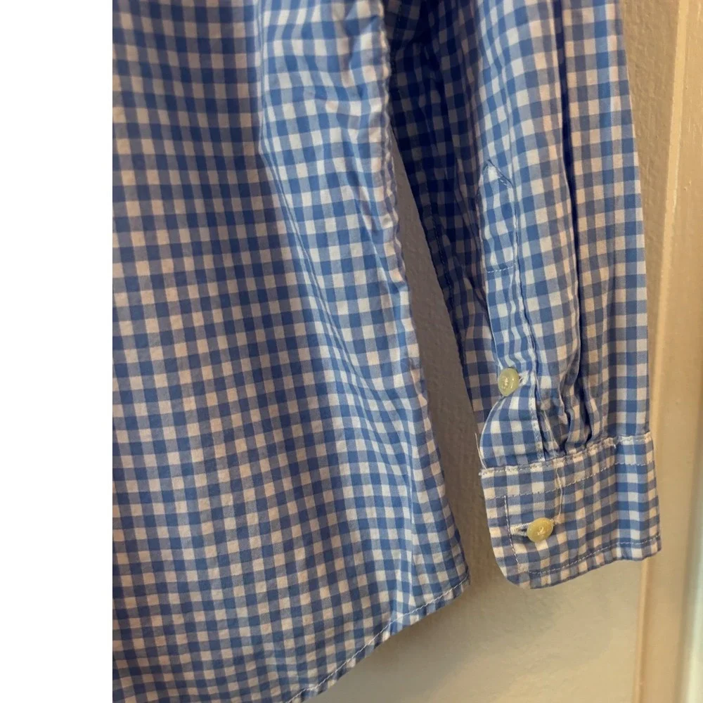 Ralph Lauren Boys Blue Gingham Button Down Shirt Long Sleeve Cotton Size 5